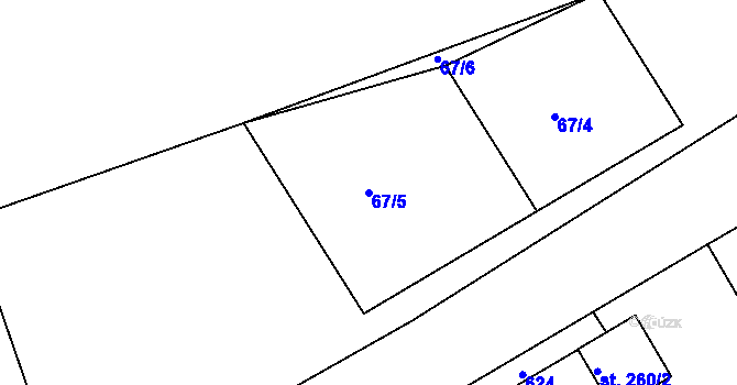 Parcela st. 67/5 v KÚ Doubí u Karlových Var, Katastrální mapa