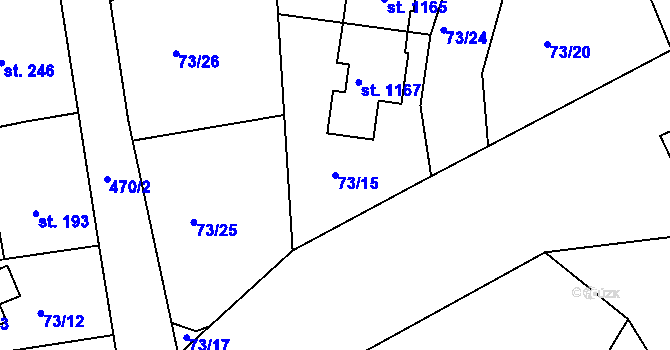 Parcela st. 73/15 v KÚ Doubí u Karlových Var, Katastrální mapa