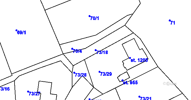 Parcela st. 73/18 v KÚ Doubí u Karlových Var, Katastrální mapa