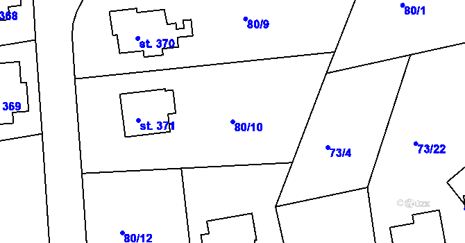Parcela st. 80/10 v KÚ Doubí u Karlových Var, Katastrální mapa