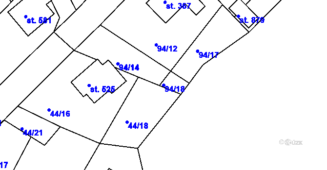 Parcela st. 94/18 v KÚ Doubí u Karlových Var, Katastrální mapa