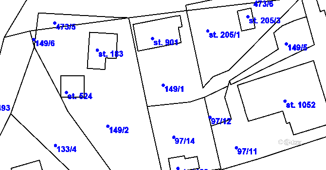 Parcela st. 149/1 v KÚ Doubí u Karlových Var, Katastrální mapa