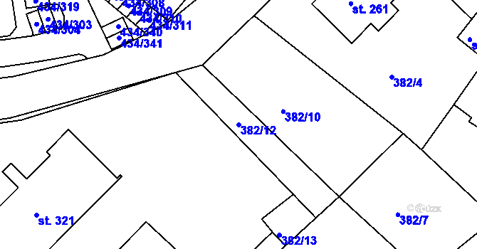 Parcela st. 382/12 v KÚ Doubí u Karlových Var, Katastrální mapa