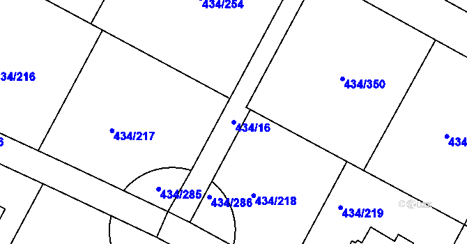 Parcela st. 434/16 v KÚ Doubí u Karlových Var, Katastrální mapa