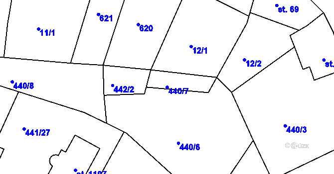 Parcela st. 440/7 v KÚ Doubí u Karlových Var, Katastrální mapa