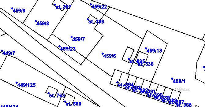 Parcela st. 459/6 v KÚ Doubí u Karlových Var, Katastrální mapa
