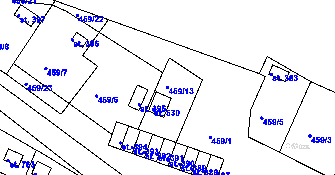 Parcela st. 459/13 v KÚ Doubí u Karlových Var, Katastrální mapa