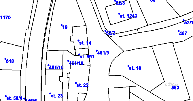 Parcela st. 461/9 v KÚ Doubí u Karlových Var, Katastrální mapa