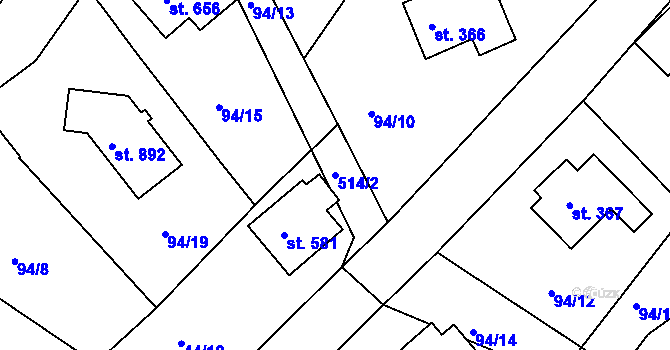 Parcela st. 514/2 v KÚ Doubí u Karlových Var, Katastrální mapa