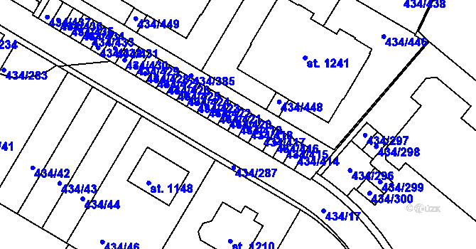 Parcela st. 434/419 v KÚ Doubí u Karlových Var, Katastrální mapa