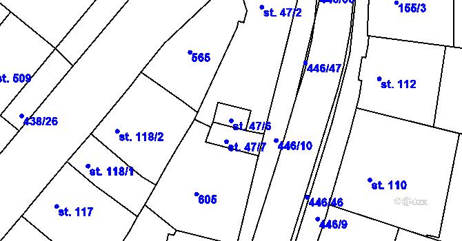 Parcela st. 47/6 v KÚ Doubí u Karlových Var, Katastrální mapa