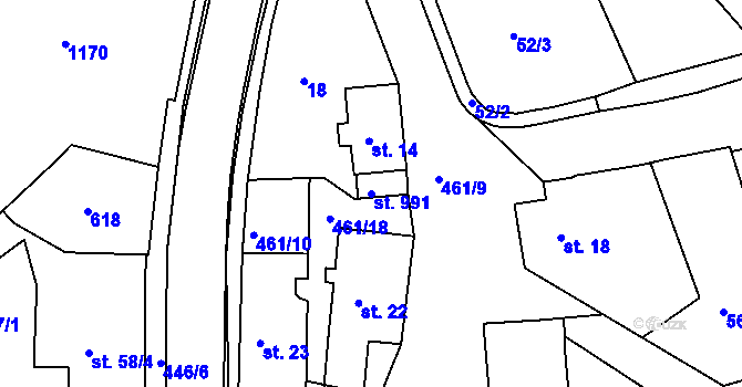 Parcela st. 991 v KÚ Doubí u Karlových Var, Katastrální mapa