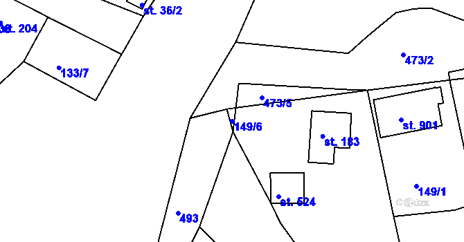 Parcela st. 149/6 v KÚ Doubí u Karlových Var, Katastrální mapa