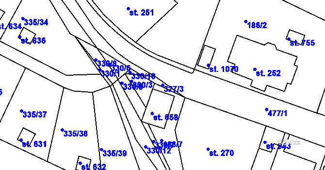 Parcela st. 327/3 v KÚ Doubí u Karlových Var, Katastrální mapa