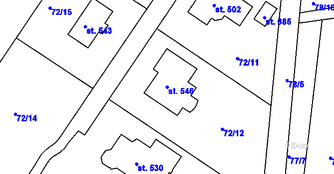 Parcela st. 546 v KÚ Tašovice, Katastrální mapa