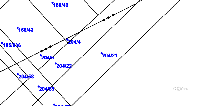 Parcela st. 204/21 v KÚ Tašovice, Katastrální mapa