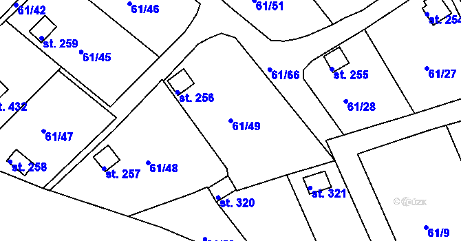 Parcela st. 61/49 v KÚ Tašovice, Katastrální mapa