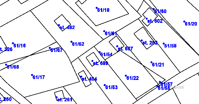 Parcela st. 61/54 v KÚ Tašovice, Katastrální mapa