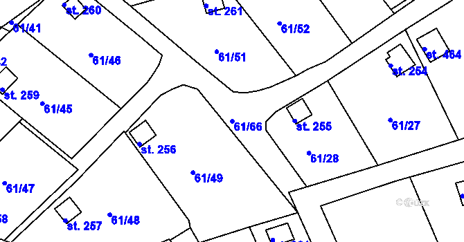 Parcela st. 61/66 v KÚ Tašovice, Katastrální mapa