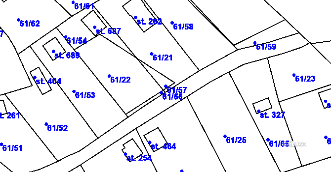 Parcela st. 61/57 v KÚ Tašovice, Katastrální mapa