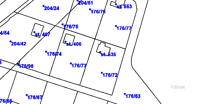 Parcela st. 535 v KÚ Tašovice, Katastrální mapa