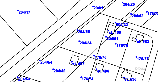 Parcela st. 204/24 v KÚ Tašovice, Katastrální mapa