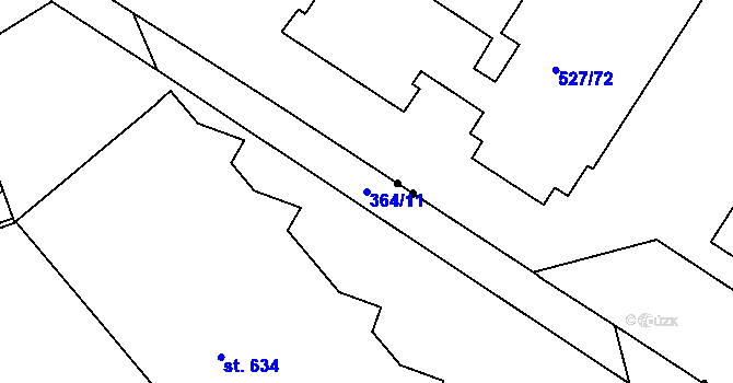 Parcela st. 364/11 v KÚ Tašovice, Katastrální mapa