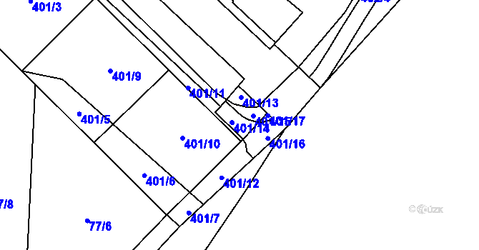 Parcela st. 401/11 v KÚ Tašovice, Katastrální mapa