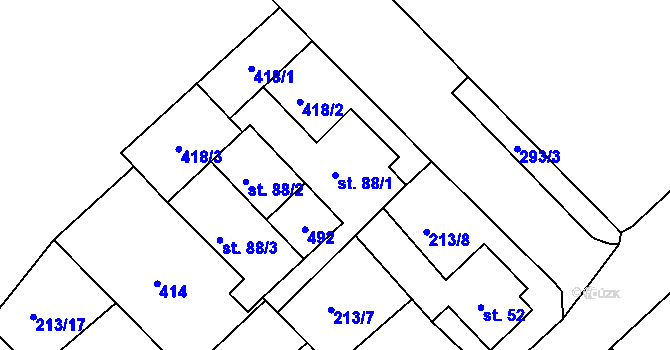 Parcela st. 88/1 v KÚ Tašovice, Katastrální mapa