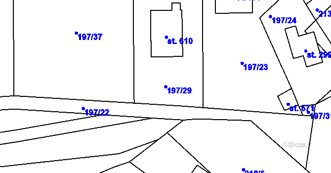 Parcela st. 197/29 v KÚ Tašovice, Katastrální mapa
