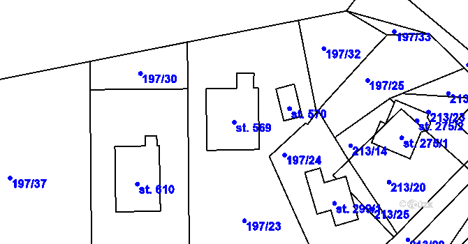 Parcela st. 569 v KÚ Tašovice, Katastrální mapa