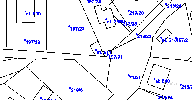 Parcela st. 571 v KÚ Tašovice, Katastrální mapa