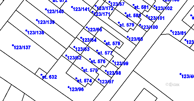 Parcela st. 577 v KÚ Tašovice, Katastrální mapa