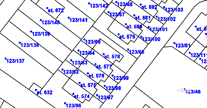 Parcela st. 578 v KÚ Tašovice, Katastrální mapa