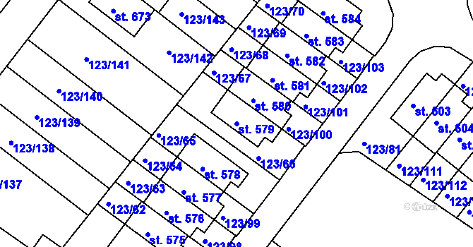 Parcela st. 579 v KÚ Tašovice, Katastrální mapa