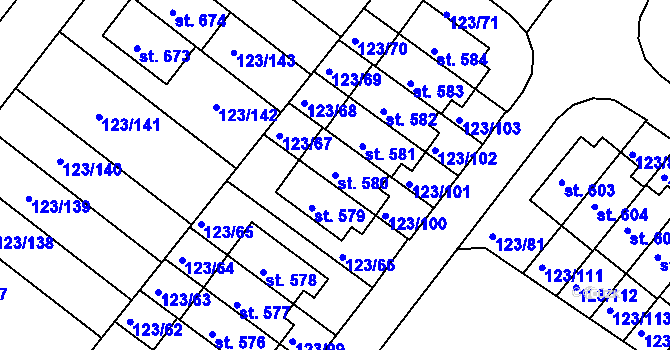 Parcela st. 580 v KÚ Tašovice, Katastrální mapa