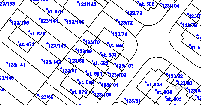 Parcela st. 583 v KÚ Tašovice, Katastrální mapa