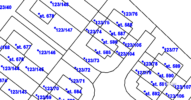 Parcela st. 585 v KÚ Tašovice, Katastrální mapa