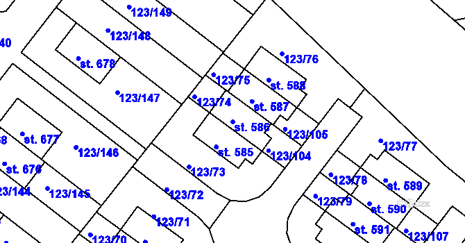 Parcela st. 586 v KÚ Tašovice, Katastrální mapa