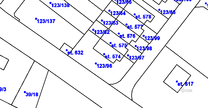 Parcela st. 574 v KÚ Tašovice, Katastrální mapa