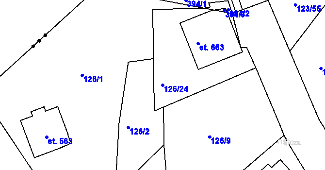 Parcela st. 126/24 v KÚ Tašovice, Katastrální mapa