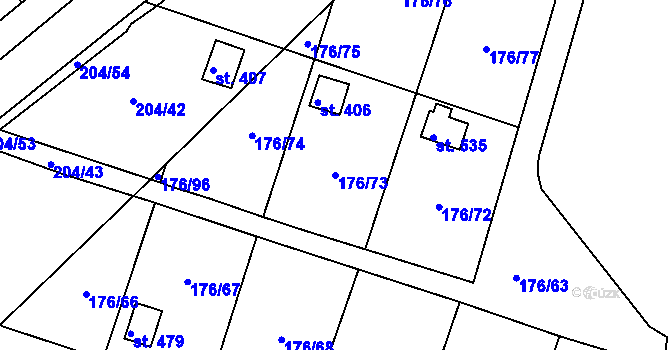 Parcela st. 176/73 v KÚ Tašovice, Katastrální mapa