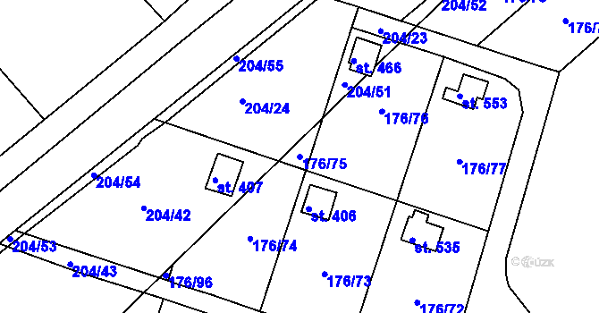 Parcela st. 176/75 v KÚ Tašovice, Katastrální mapa