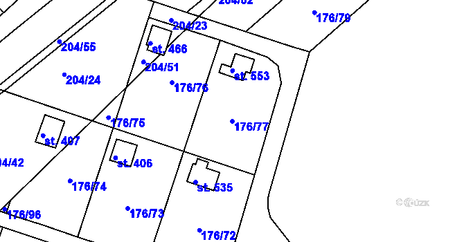 Parcela st. 176/77 v KÚ Tašovice, Katastrální mapa
