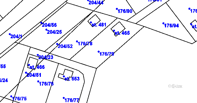Parcela st. 176/79 v KÚ Tašovice, Katastrální mapa