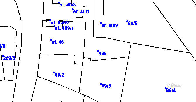 Parcela st. 488 v KÚ Tašovice, Katastrální mapa