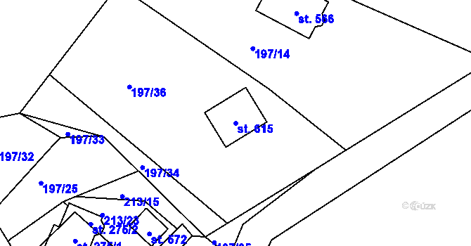 Parcela st. 615 v KÚ Tašovice, Katastrální mapa