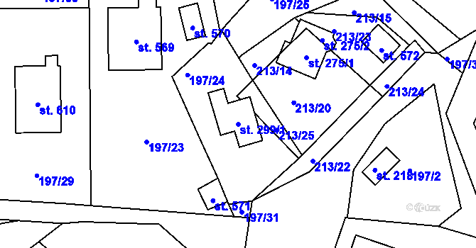 Parcela st. 299/1 v KÚ Tašovice, Katastrální mapa