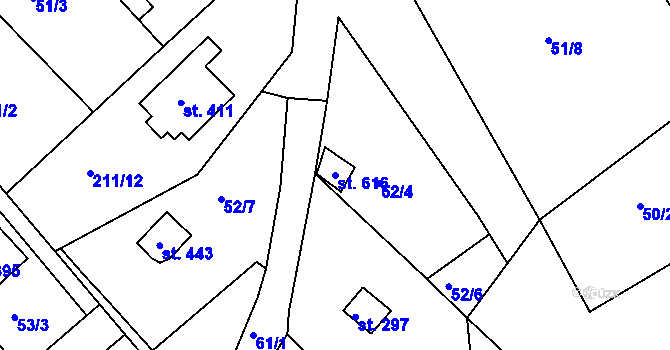 Parcela st. 616 v KÚ Tašovice, Katastrální mapa