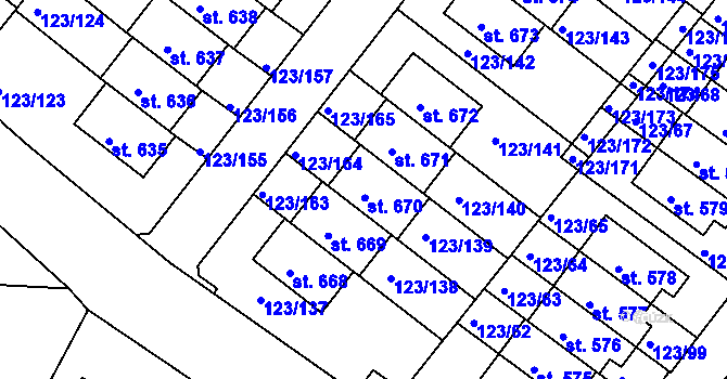 Parcela st. 123/139 v KÚ Tašovice, Katastrální mapa
